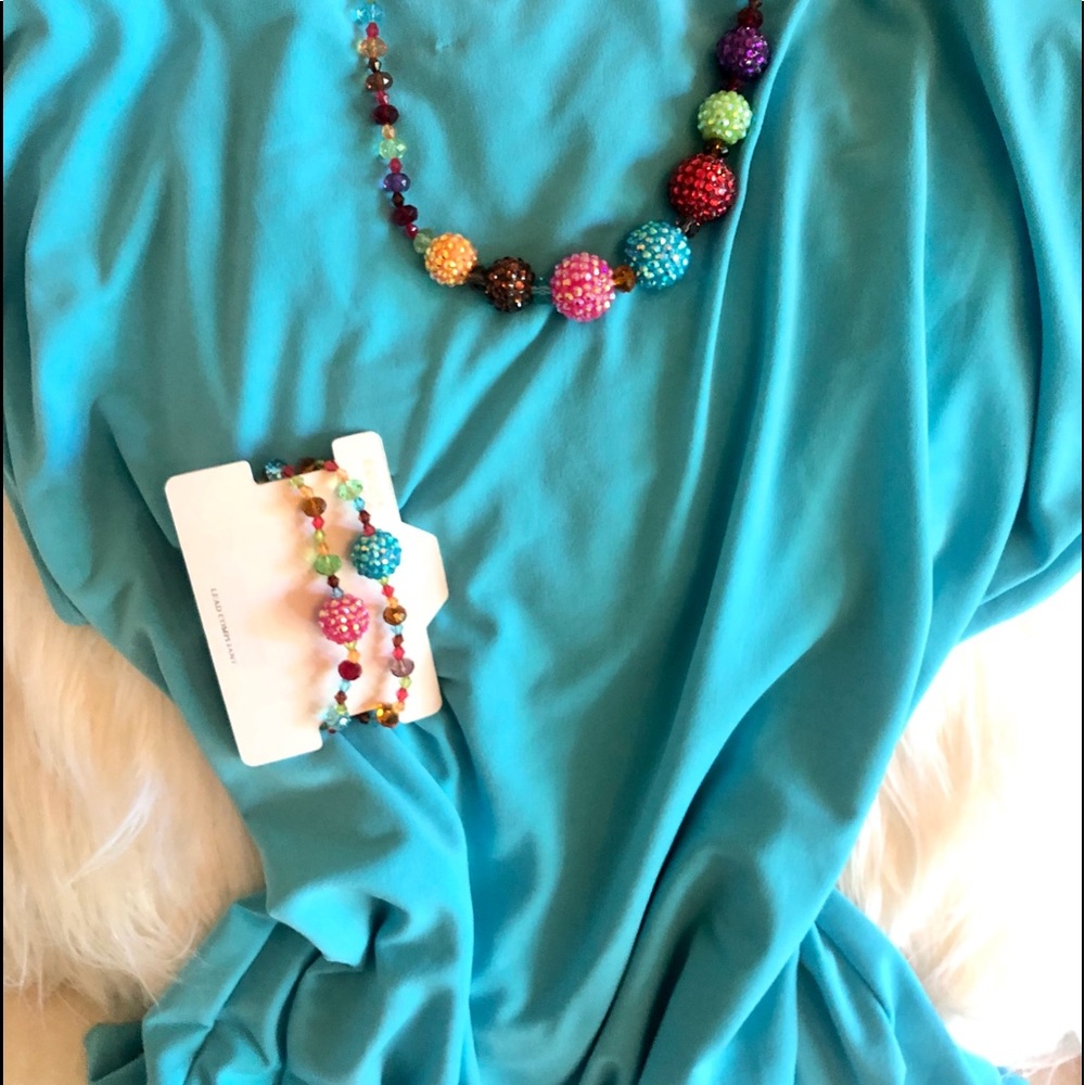Colorful necklace bracelet and earrings set